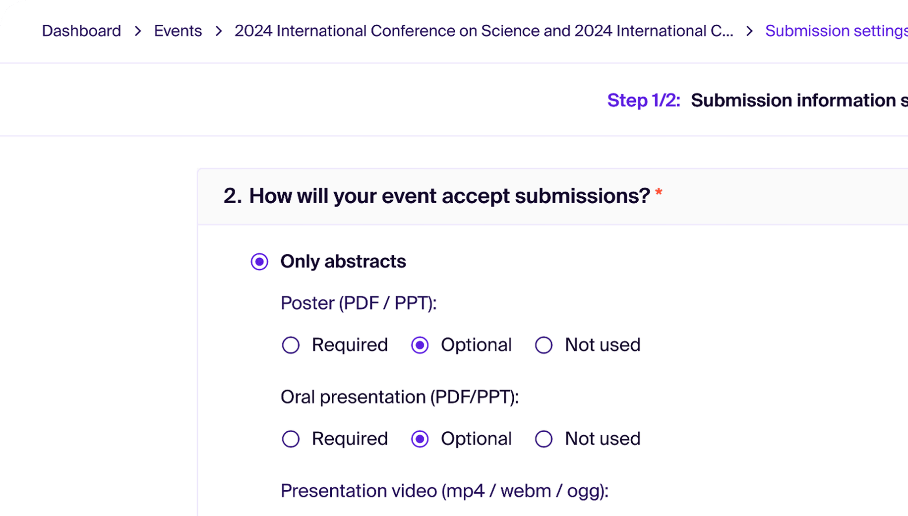 Configurable submission workflow interface